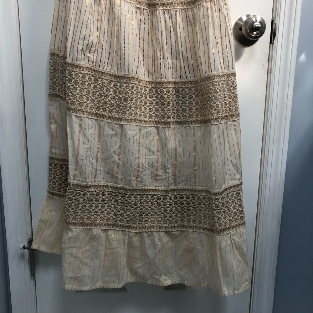 Dress Nado NWT Lined Medium dress Cream Brown Maxi Dress Boho Cotton - Picture 16 of 16